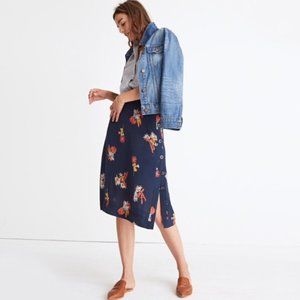 Madewell 100% Silk Button Up Side Skirt